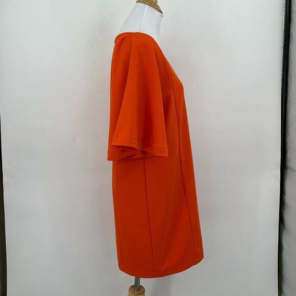 Zara Shirt Dress Women's Size S Orange Mid Sleeve Casual Scoop Neck Stretch Tee - Picture 3 of 11